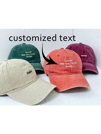 1pc Custom Text Embroidered Baseball Cap, Personalized Vintage Embroidered Baseball Cap, Embroidered Text Cap Visor, Neutral Social Club Hat, Gift For Mom And Dad, Single Gift, Gift For Friends, Birthday Gift, Father's Day/Mother's Day Gift, Fancy Baseball Cap Gift, Unique Perfect Gift, School Supplies, Middle School Students, High School Senior High School Students, College Students, University Students, Freshman, Sophomore, Underclassmen