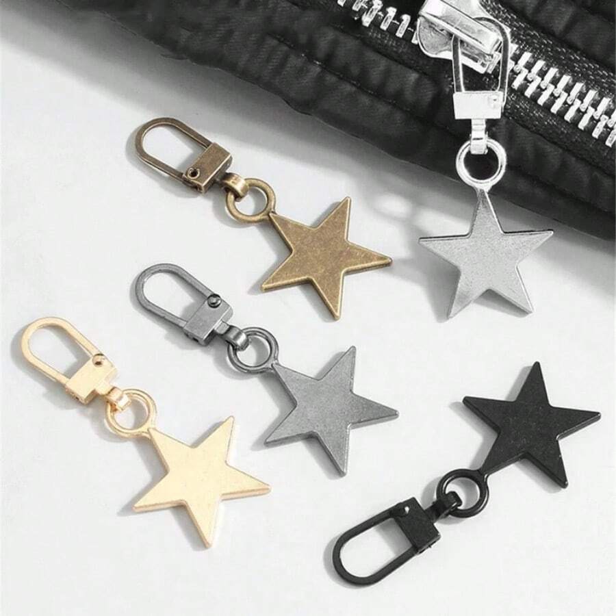 2/5/10个装多功能星形扣眼，可拆卸半自动拉链头，适用于更换包袋、夹克、服装、鞋靴上的拉链，以及作为高端吊坠扣环配件。 - 彩色 - 查看 1