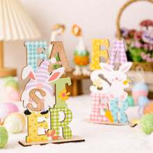 1 PIEZA Ornamento de conejo con doble hilera de letras - Ideal para bodas y decoración del hogar, encaja bien como decoración central redonda para la sala de estar, el dormitorio, la mesa de centro, mejor regalo para Pascua