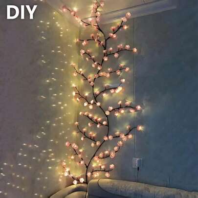 1 件 144 LED 花藤枝灯 - USB 供电/8 种模式/DIY 礼物和浪漫装饰 | 客厅、卧室、户外 | 情人节、感恩节/新年派对装饰的理想选择