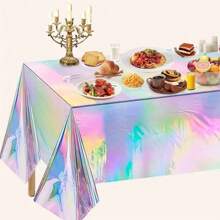 1/5/10pcs, Disposable Magic Tablecloth, Laser Tablecloth, Rainbow Tablecloth, Suitable For Holiday Birthday Party Wedding Party Gifts Graduation Birthday Decorations Party Decorations Bachelorette