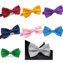 1pc Men Solid Color Adjustable Polyester Comfortable Leisure Fashion Bowtie Suitable For Festival, Wedding, Stage Party, Or Daily Matching With Shirts, Suits And Other Clothing Casual - Multicolor - View 8