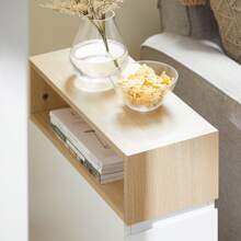 SoBuy Nightstand, Bathroom Trolley, Niche Shelf, Box Spring Bed, Telephone Table, Bedside Table, Niche Trolley, Rolling Trolley, Side Table, Narrow, White/Natural, Approx. 20x61x50cm (WxHxD), FBT155-WN - White - View 9