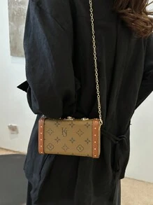 New Fashionable Niche Chain Shoulder Bag, Classic Print, Shoulder Crossbody Bag, High-End Versatile Retro Floral Small Square Bag, Phone & Coin Pouch, Valentine's Day Gift