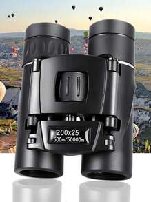 200X25 便携式高清变焦 5000M/100000M 双筒望远镜 强力折叠远距离视觉，BAK4 棱镜，橡胶材质，狩猎、户外活动、旅行和音乐会，春季户外运动，情人节礼物 - 黑色 - 查看 11