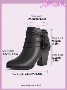 Women's Autumn/Winter Round Toe Chunky Heeled Ankle Boots, Outdoor/Commute Faux Suede American Style Short Boots