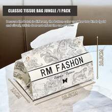 Retro Tissue Box, Ink Leather, Light Luxury, High-End Sense Of Home Living Room, Car Non-Slip Toilet Paper Box, Napkin Storage Box, Living Room Car Ornaments, Dining Table Decoration, Portable Button Opening, No Paper Jam