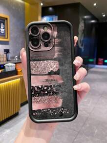 拼接 1 件左侧豹纹防震保护手机壳适用于 iPhone/Galaxy/Infinix/Redmi/OPPO/VIVO//Realme/MOTO/Itel/Tecno - 黑色 - 查看 1