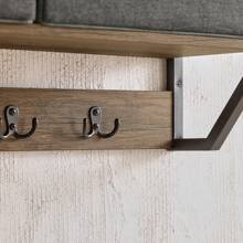 SoBuy FHK26-N, Wall Coat Rack Wall Shelf Wall Storage Cabinet Unit With 3 Baskets 7 Hooks - Brown - View 7