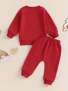 Toddler Baby Boy Girl Fall Winter Clothes Infant Newborn Boy Girl Football Outfit Long Sleeve Sweatshirt Pants Clothing Set - 白色 - 查看 2