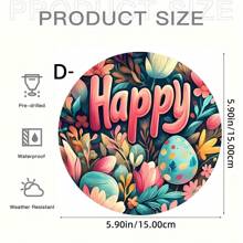 1 PIEZA Logotipo redondo de acrílico con Feliz Pascua y huevo de Pascua, decoración plana 2D, decoración de Pascua, decoración de pared, decoración del hogar, decoración de café, regalos creativos, patrones de Feliz Pascua, decoraciones festivas