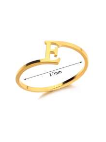 1Pc Personalized Initial Ring For Women Minimalist 26 Letters Ring 18K Gold-Plated Stainless Steel Finger Ring Ladies Jewelry Fashion Accessories - Yellow Gold - View 35