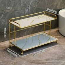 1pc Luxury Bathroom Storage Rack, Vanity Countertop Organizer Shelves For Cosmetics & Toiletries - Multicolor - View 5