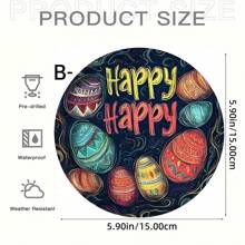 1 PIEZA Logotipo redondo de acrílico con Feliz Pascua y huevo de Pascua, decoración plana 2D, decoración de Pascua, decoración de pared, decoración del hogar, decoración de café, regalos creativos, patrones de Feliz Pascua, decoraciones festivas