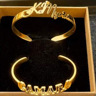 Fashionable Custom Engraved Stainless Steel Open Cuff Bracelet, Personalized Name Hiphop Style, Ideal For Daily Wear, Parties, And Thanksgiving Gift For Friends And Family, Gold, Stylish, Colorful, Vintage, Simple, Unisex, Casual, Cuties, Custom, Ideal Gifts For Her, Her, Friends, For Graduation, For Prom, For Party, School Supplies, Back To School, For Teacher Gifts,Delicate Romance