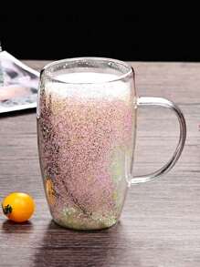 1 个 450 毫升大容量干花双层玻璃咖啡杯 - 透明空心玻璃容器，用于茶、饮料 - 独特的花卉设计，优雅的双层玻璃杯，适用于咖啡馆、家庭、餐厅、派对、舞会、办公室、父亲节礼物、母亲节礼物、送给朋友、男朋友、女朋友、家人、老师、同事的礼物 - 彩色 - 查看 10