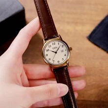 gedi 1 chiếc đồng hồ thạch anh lịch ngày màu cà phê cổ điển tối giản cho nữ, dây da chống thấm nước, đồng hồ nữ thời trang cao cấp, quà tặng lý tưởng cho nữ sinh, phù hợp với cuộc sống hàng ngày, kỳ nghỉ, ngày lễ - Một cỡ - Xem 12