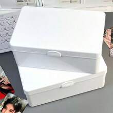 1pc Clear Flip-Top Storage Box For Office Supplies - Durable Plastic Organizer Back To School