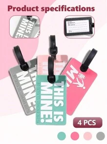 4PCS/1PC Simple Fashion Letter Pattern Luggage Tag, Lightweight Suitcase Tag, Travel Accessories, Suitcase Identification Hanging Tag, Airplane Boarding Tag, Travel Carrying Identification Tag Luggage Tag Travel Accessories Travel Essentials Travel Organizer For Beach Summer Vacation Back To School Card Holder For Travel Flying College For Luggage For School Bag Anti-Lost Portable Waterproof Double-Sided Privacy Protection