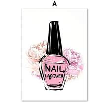 1 件装指甲油美甲灯美容院女孩花朵北欧海报粉色墙壁艺术印刷帆布画客厅装饰无框 - 彩色 - 查看 26