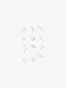 1pc Waterproof, Sweat-Resistant & Washable Temporary Tattoo Sticker With Sparkling Star, Crescent Moon & Glittering Finger Patterns, Fashionable & Suitable For Fashionable People For Daily Use