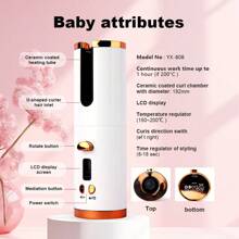 1pc USB Rechargeable Portable Wireless Electric Curling Iron, Auto-Rotating Curling Wand, 2-In-1 Curling & Straightening Iron, Mini Home Automatic Styling Hair Curler, Gift For Holiday, Multi-Color Available