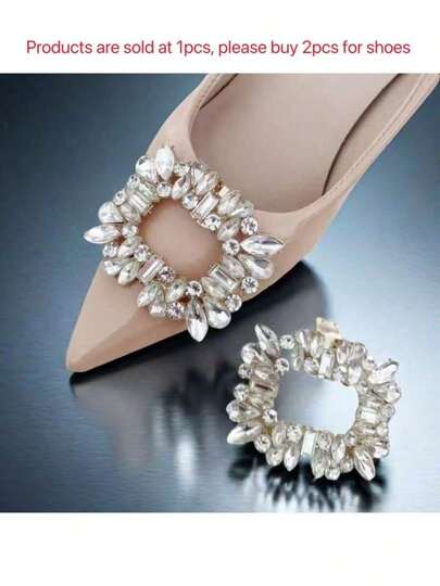 1 peça de prendedor de sapato de cristal clássico, multiestilo opcional, elegante acessório de sapato de metal com strass destacável, adequado para sapatos de casamento, salto alto
