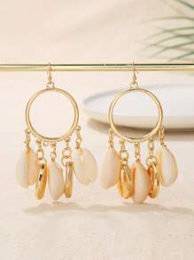 波西米亚度假空心串珠藤条吊坠耳环