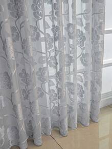 1 pieza Cortina Velo con patrón de loto estilo europeo para sala de estar, dormitorio, balcón, comedor, cortina divisoria semi-transparente gruesa, cortina de ventana jacquard gris para decoración del hogar - Gris - Ver 6