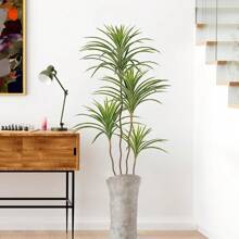 Local Shipping/Artificial Dracaena Plants Indoor, 4 Ft Faux Tropical Floor Plants Indoor, Tall Fake Yucca Silk Tree In Pot, Artificial Trees For Home Office Decor Indoor Outdoor Housewarming Gift