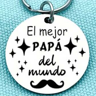 1 pezza Portachiavi inciso in spagnolo per papà, idea regalo adatta per la festa del papà, compleanno e regalo per la festa della mamma
