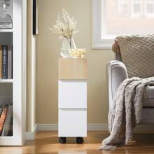 SoBuy Nightstand, Bathroom Trolley, Niche Shelf, Box Spring Bed, Telephone Table, Bedside Table, Niche Trolley, Rolling Trolley, Side Table, Narrow, White/Natural, Approx. 20x61x50cm (WxHxD), FBT155-WN - White - View 11