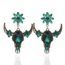 1 Đôi bông tai hình đầu bò cho nữ - Kiểu dáng Gothic phương Tây cổ điển Boho với chi tiết sừng và thủy tinh, trang sức thời trang nổi bật cho đeo hàng ngày, ngày lễ, lễ hội (Nhiều màu) - đầu bò - Xem 11
