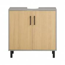 SoBuy 水槽下柜浴室梳妆台浴室储物柜带 2 门 宽 60 x 深 30 x 高 60 厘米 BZR133-NG 家居浴室装饰浴室收纳夏季浴室配件 - 棕色 - 查看 4