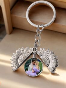 1Pc Custom Sunflower Photo Keychain Gifts For Women Men Girls Encouragement Inspirational Gifts Sunflower Photo Locket Keychain Keep Going Key Ring Personalized Sunflower Keychain, For Anniversaries, For Valentine's Day, For Mother's Day, For Birthdays, For Children's Day, For Father's Day, For Graduation, For Weddings, For Housewarming Office, School, Home, Valentine Day, Valentine Day Decor