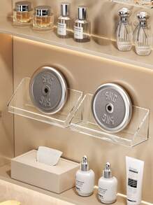1 件壁挂式浴室梳妆台收纳盒，透明多层斜置镜柜架，可放置化妆品、口红、珠宝