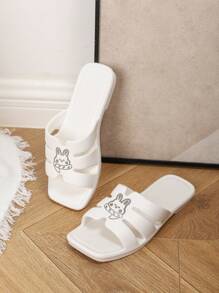 Women's Flat Sandals, Fashion Outdoor & Indoor Bathroom/Shower EVA One-Piece Lightweight White Slippers For Summer - White - View 1