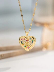 1 pieza Collar colgante de cereza de acero inoxidable dorado, estilo francés de hip-hop de moda, casual y minimalista, versátil, adecuado para uso diario, calle, San Valentín, fiesta, vacaciones