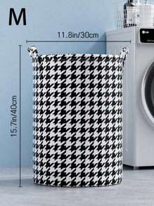 1 Large-Capacity Laundry Basket With Houndstooth Pattern Room Decor Home Decor Fall Decor Bedroom Decorlaundry Hamper,Washing Basketbathroom Organizer,Basket,Storage Basket,Foldable Laundry Basket - Multicolor - View 4