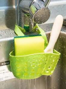 1pc Portable Kitchen Sink Sponge Holder With Hanging Basket, Drain Bag Filter, Storage Rack, Bathroom Organizer Tool - Multicolor - View 9