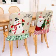 Christmas Chair Cover, Classic Santa Claus Snowman Burlap Dining Chair Slipcovers
