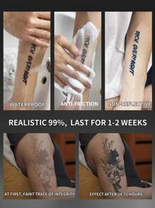 1 Pieza Tatuajes temporales de gato resistentes al agua y al sudor que duran de 1 a 2 semanas, con realismo, jugo de hierbas, antifricción y sin reflejo, tatuajes falsos negros para mujeres y hombres, pegatinas de tatuaje para brazos, pecho, piernas, abdomen, cintura, arte corporal modernista