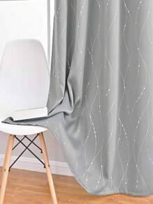 1pc European & American Style Single-Sided Metallic Foil Shooting Star Blackout Curtain - Dark Grey - View 6
