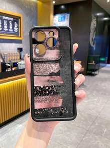 拼接 1 件左侧豹纹防震保护手机壳适用于 iPhone/Galaxy/Infinix/Redmi/OPPO/VIVO//Realme/MOTO/Itel/Tecno - 黑色 - 查看 4