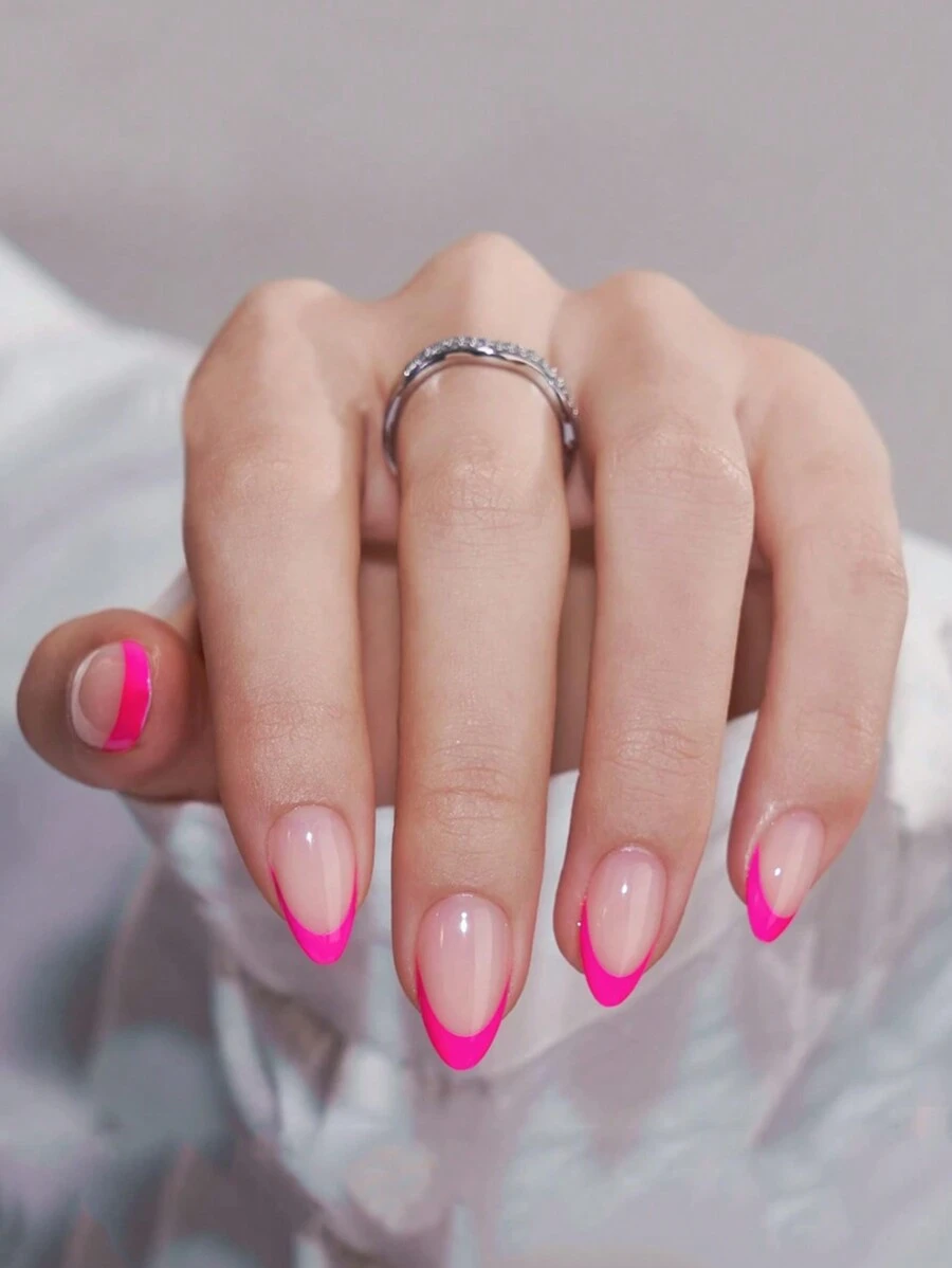 30pcs/Set Short Almond White French Fashion Design Full Coverage Fake Nail Art Patch Pressed On Nail Art Supplies Suitable For Office Ladies, Party And Daily Wear Full Coverage Fake Nail Art Patch + 1 Jelly Gel + 1 Nail File Decorate Your Nails Enhance Your Fashionable Taste Nails - Multicolor - View 1