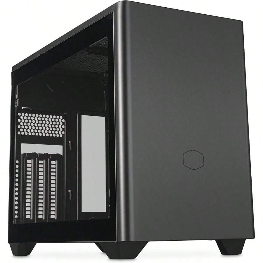 Cooler Master MasterBox NR200P V2 Mini ITX Computer Case - Glass Side Panel Vertical GPU Layout PCIe 4.0 X16 Riser Cable Tool-Free 360 Degree Access 120mm PWM Fan USB 3.2 Gen 2x2 Type-C - NR200PV2-Black - View 1