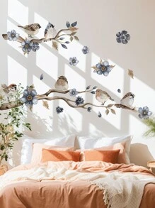 mama look 1 件中国风鸟、树枝和花朵墙贴花，客厅、门厅、卧室装饰墙贴，可移除 PVC 壁纸房间装饰家居装饰墙壁装饰浴室装饰卧室装饰房间装饰用品客厅装饰家居装饰客厅墙纸贴纸个性化贴纸 - 彩色 - 查看 14