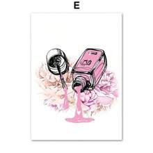 1 件装指甲油美甲灯美容院女孩花朵北欧海报粉色墙壁艺术印刷帆布画客厅装饰无框 - 彩色 - 查看 11