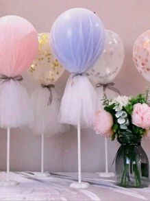 6件/套塑料气球支架，简约透明塑料气球支架，适合派对，情人节装饰派对用品（随机赠送一包胶水） - 白色 - 查看 4