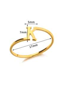 1Pc Personalized Initial Ring For Women Minimalist 26 Letters Ring 18K Gold-Plated Stainless Steel Finger Ring Ladies Jewelry Fashion Accessories - Yellow Gold - View 22